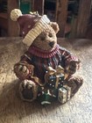Vintage Teddy Bear Ornament Santa Hat & Sweater w/ Gifts — photo 8
