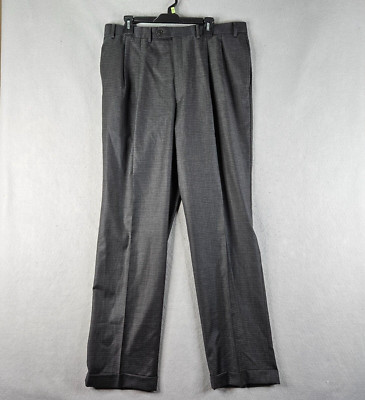 Ralph Lauren LRL Mens Dress Pants 35x32 Measures 38x33 Gray Wool Pleated  Career