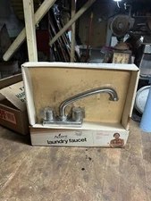 Vintage Old Retro MCM New NOS Accent Laundry Sink Faucet Spout Brass W Box USA