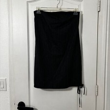 REFORMATION Booker Strapless Mini Dress Grey Pinstripe Size 6