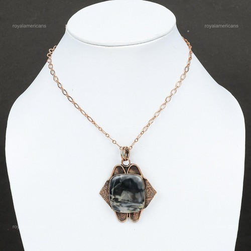 Sisters Day Deal Copper Natural Picasso Jasper Twisted Bezel Daughter Pendant - Picture 6 of 6
