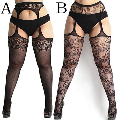 Womens Stocking Plus Lace Size Suspender Pantyhose Tights Sexy 