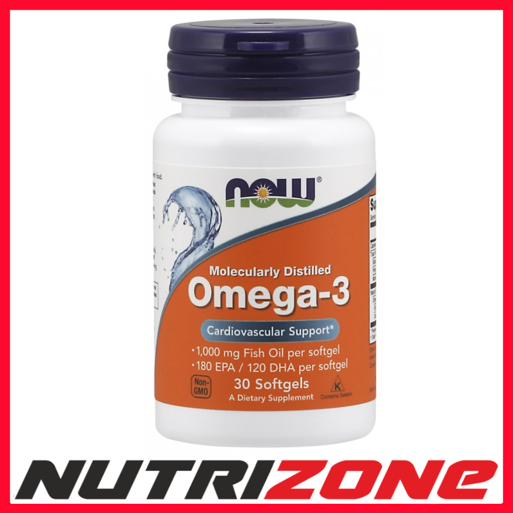 NOW Foods Omega 3 Molecularly Distilled EPA DHA Fatty Acids- 30 softgels