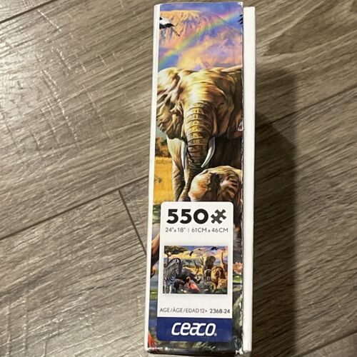 Ceaco Harmony 550 Pc Puzzle Zebra, Lion, Flamingo, Rhino, Elephant, Giraffe