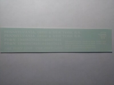 The Herald King HO Decal Pennsylvania Ohio & New York R.R. ''The Pony Line'' ~ TS