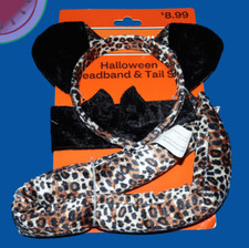 CVS Spooky Village FURRY LEOPARD Headband Ears and Tail HALLOWEEN Costume