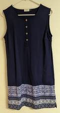 TALBOTS Cabana Life Sleeveless Swim Dress Navy Blue Size Small