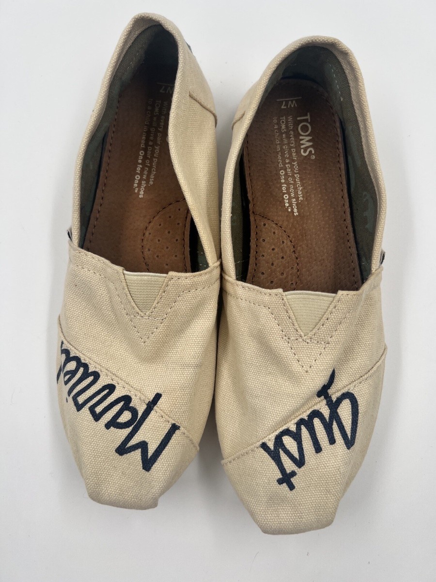 Toms Customized Just Married Women's Slip On Shoes- Cream Size