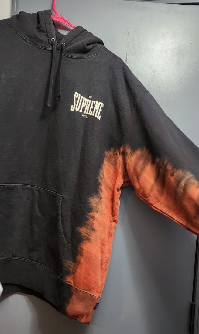 Supreme Bleached Hooded Sweatshirt Hoodie | Size XXL | Black Red