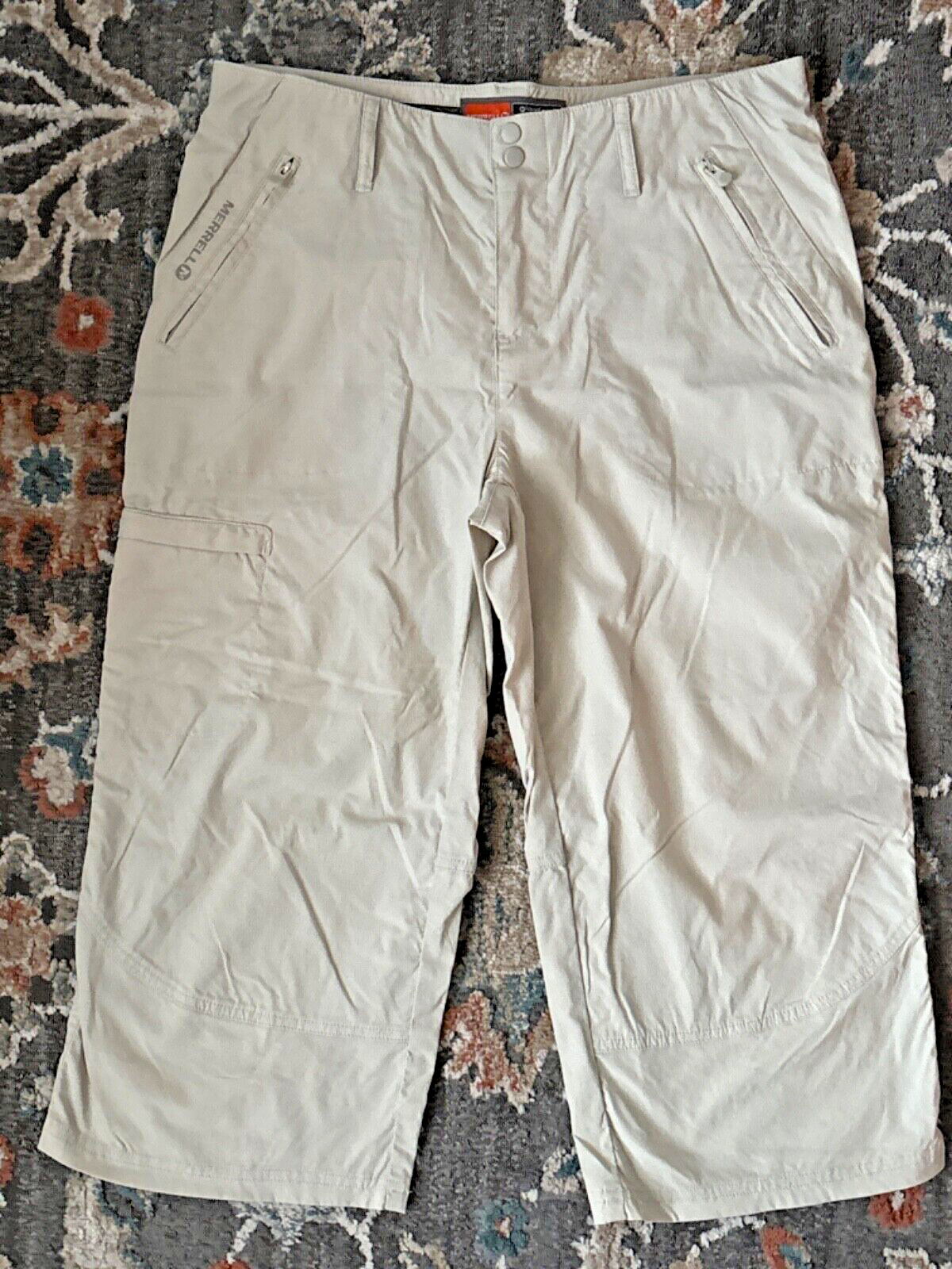 Pantaloni cargo Merrell Opt Wick nylon cachi capri crop donna taglia 10