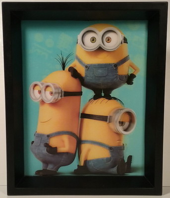 Despicable Me Minions Bob Stuart Kevin Lenticular HTF Shadow Box Frame despicable-me-minions-bob-stuart-kevin-lenticular-htf-shadow-box-frame