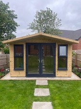 12X10 GARDEN SUMMER HOUSE/ BAR/GAMES ROOM TANALISED SUPER HEAVY DUTY 19MM.  UPVC