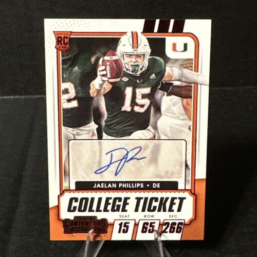 2021 Contenders Draft Jaelan Phillips Red Rookie RC College Ticket Auto #290