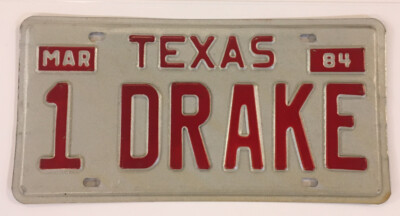 Vanity 1 DRAKE license plate Draco Dracon Drago Drakon Drakie Rapper Drizzy 1984