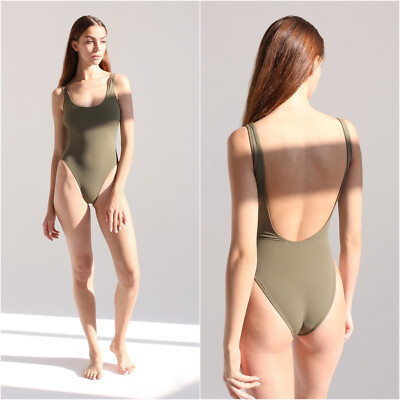 MY NUDE NYMPH Daphne Open Back One Piece Swimsuit High Hip Line