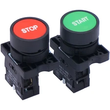 Momentary Push Button Switch Start/Stop Red Green Sign NO NC AC 660V 10A Butt...