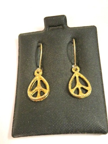 Pendientes Perforados Señal de Paz Años 70 De Colección Colgantes Poste de Riñón - Imagen 2 de 10