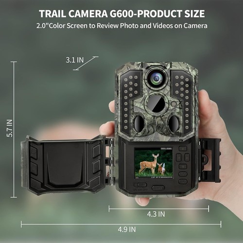 WOSPORTS Trail Camera,48MP 4K 0.2S Trigger Motion Activated,Game Hunting Came... - 第 5/6 張圖片