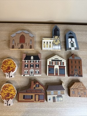 Vintage The Cats Meow Wooden Houses. Salem Witch Museum - Lot Of 11