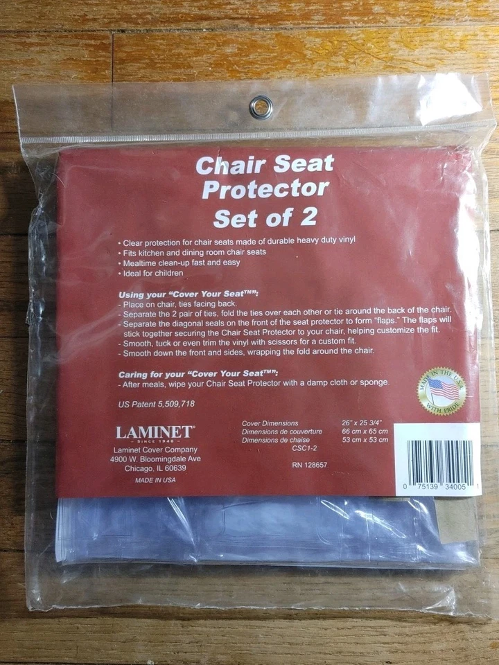 Protectores de sillas de vinilo LAMINET, transparentes, 26X253/4 pulgadas, se adapta a sillas de hasta 21x21 pulgadas Foto 2 de 2