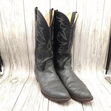 Nocona Boots Mens Size 9D Gray Black Leather Cowboy Western Boots USA Made