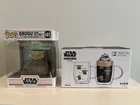 Funko Pop! 485 Star Wars Mandalorian & Grogu And Drinking Glass Lot