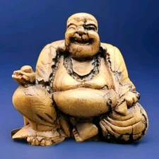 Lichtenberg Fractal Electrocuted Buda Luck Figurine Wood Burning Folk Art oak?