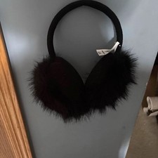 Black Fur Earmuffs Winter One Size Women