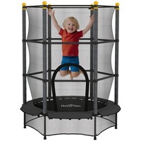 HOMCOM 4.6FT Kids Trampoline with Enclosure Net for Ages 3-10 Years Black