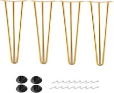 10 Inch Hairpin Legs Metal - 1/2 Dia 3 Rods Design - Furniture Table Legs, DIY