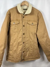 George Sherpa Fleece Lined Quilted Sleeves Denim Jacket Size L