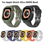 Rugged Armor Silicone Band Strap w/ Bumper Case Cover For Apple Watch 9 8 7 6 5