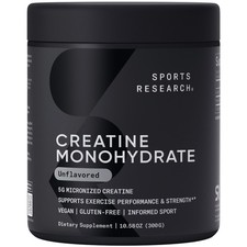 Sports Research Creatine Monohydrate 5g Micronized Creatine 10.58oz - 60 Serving