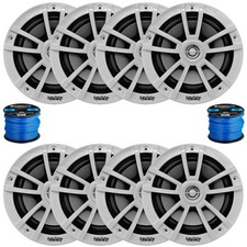 Infinity 6.5" 225W High-Performance White Boat Speakers QTY 8 w/ 2x 50 Ft Wire