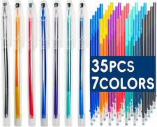 7 Pcs Heat Erasable Pens for Fabrics with 35 Refills, Fabric Marking Pens for Qu
