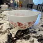 PYREX Pink Gooseberry 1 1/2 PT #441 Cinderella Mixing Bowl READ Small Chip