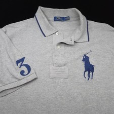 Polo Ralph Lauren RUGBY Shirt -2XB BIG- Gray Big Pony Short Sleeve Mesh Golf