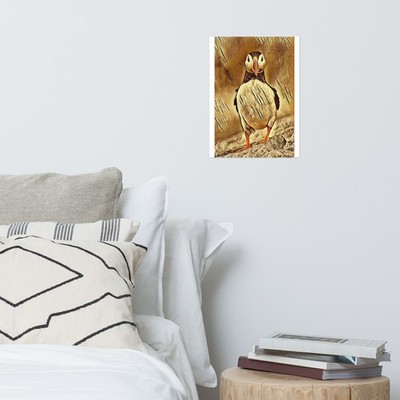 ATLANTIC PUFFIN Poster  Artistic Wildlife Bird Print Coastal Nature Wall Décor