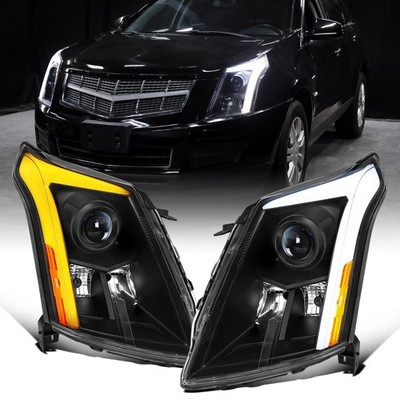 for 2010-2016 Cadillac SRX Projector Headlights LED Sequential Pair Black