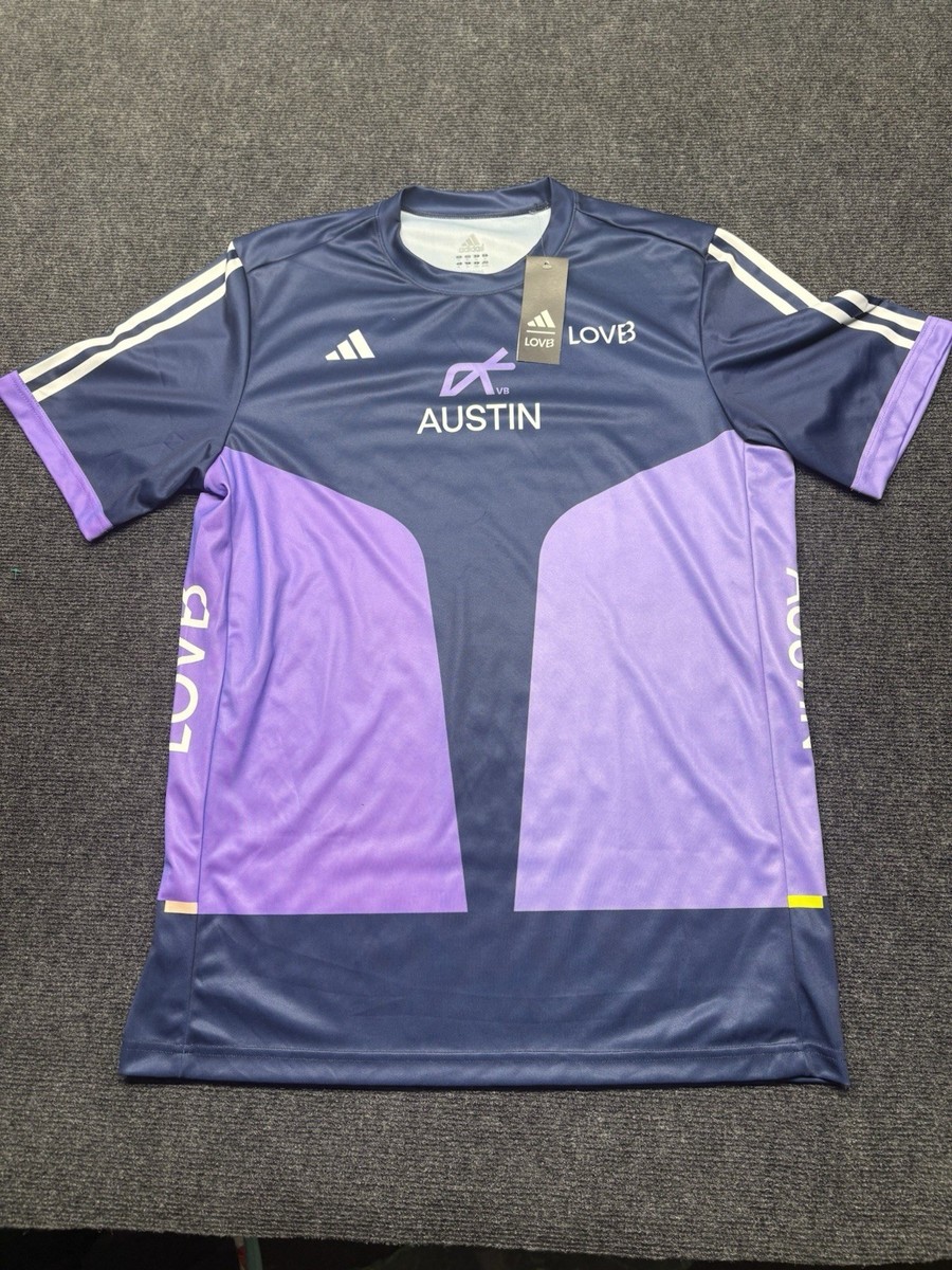 Adidas LOVB Austin Volleyball Jersey Mens XL NWT Purple Navy Short