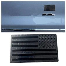 Embossed 3D Metal All American Flag Emblem Decal Stickers 1 Pair , Matte Black