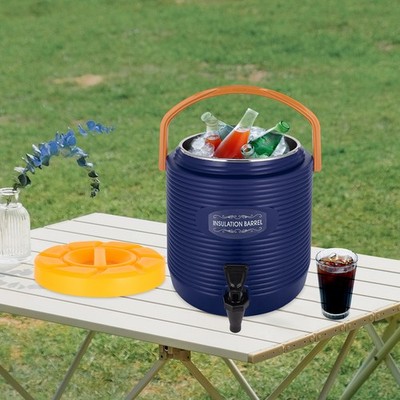 2.91gal Blue Hot And Cold Drink Dispenser Insulated Beverage Dispenser W/ Faucet