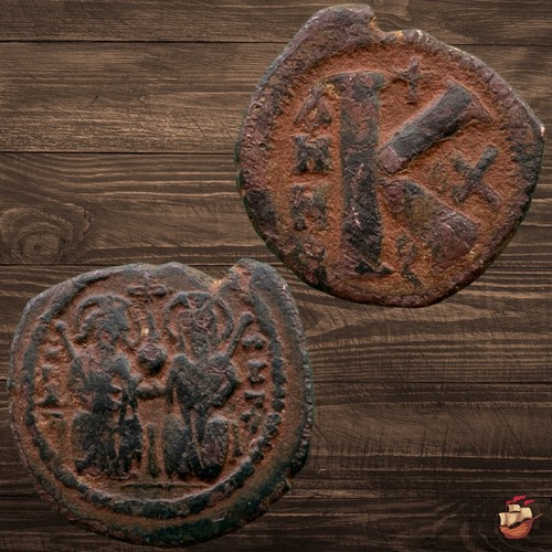BEAUTIFUL Justin II Half follis coin (Sear 381) ANTIOCH mint RY 9 #T297