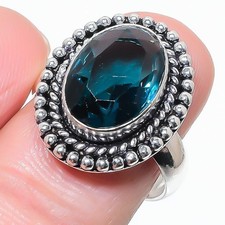 London Blue Topaz Gemstone Handmade 925 Sterling Silver All Size Ring For Gift
