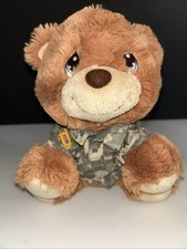 2020 Precious Moments US Army 8" Brown Teddy Bear Plush Embroidered Eyes Stuffed