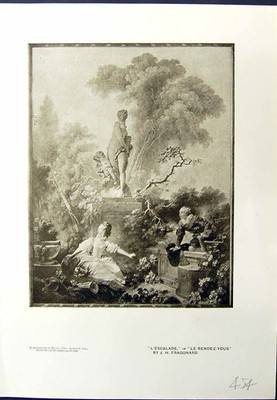 Old Garden Romance Sculpture L'Escalade Le Rendez-Vous 1913 Fragonard 20th