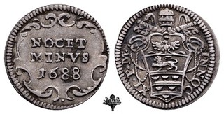 PONTIFICAL STATE Rome Medium Large 1688 Pope Innocent XI SILVER