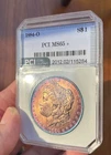 1884 O MS65+ Morgan Silver Dollar Green Holder PCI Purple Blue orange Toner