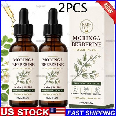 2X Moringa Berberine Body Oil -Essential Oil 60ml,Ginger Root,Jojoba & Vitamin E