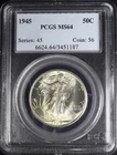 1945 WALKING LIBERTY HALF DOLLAR 50C PCGS MS64 (PQ212)